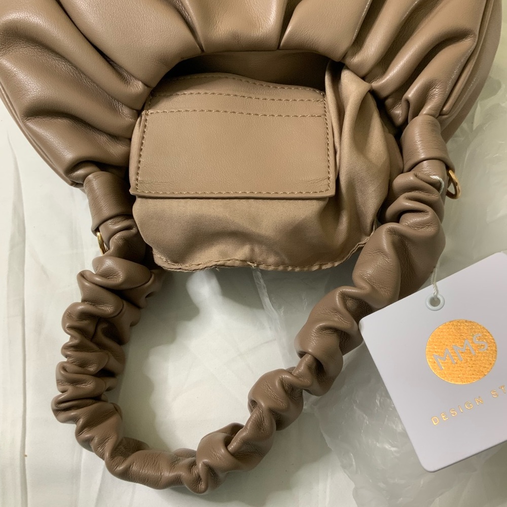 Taupe Ruched Mini Handbag NWT - Picture 7 of 10